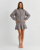 Poppy | Brushed Knit Cropped Bomber Mini Skirt Co-ord Set
