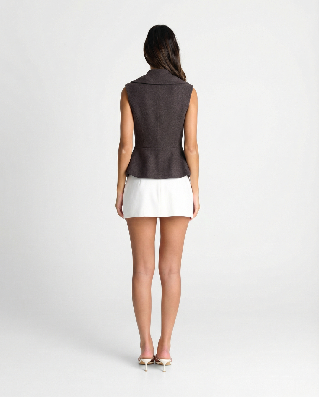 Emmeline | Collared V-Neck Peplum Knit Top