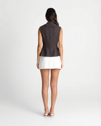 Emmeline | Collared V-Neck Peplum Knit Top