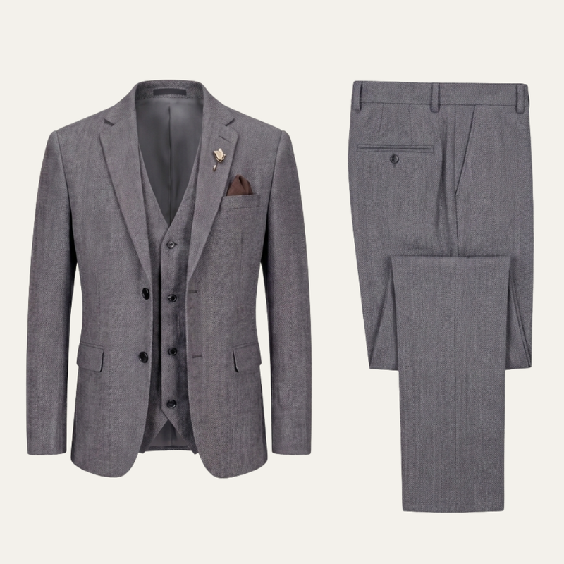 Cavendish men's tweed three piece suit front view