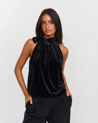 Martha | Velvet Tie-Bow Halter Top