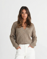 Holly | Cable Knit Cropped V-Neck Top