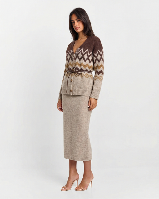 Hazel | Cosy  Knitted Midi Skirt Co-ord