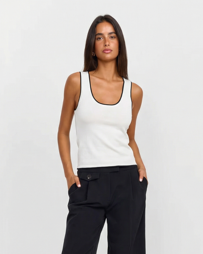 Naomi | Contrast Trim Ribbed Tank Top