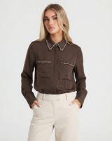 Amelie | Embellished Collar Satin Shirt