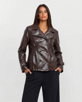 Imogen | Structured Faux Leather Cropped Jacket