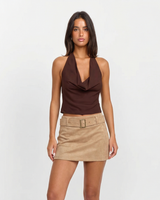 Edith | Faux Suede Belted Mini Skirt