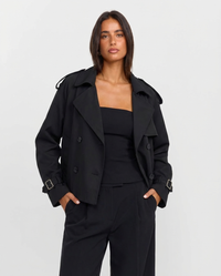 Rebecca | Cropped Double-Breasted Trench Coat