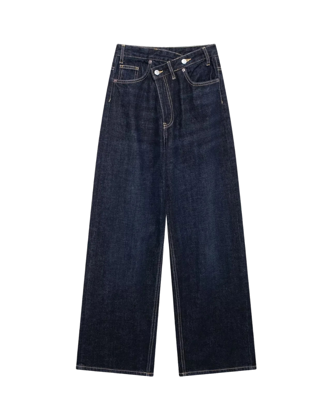 Vera | High Waisted Wide Leg Jeans Dark Wash Contrast Stitch