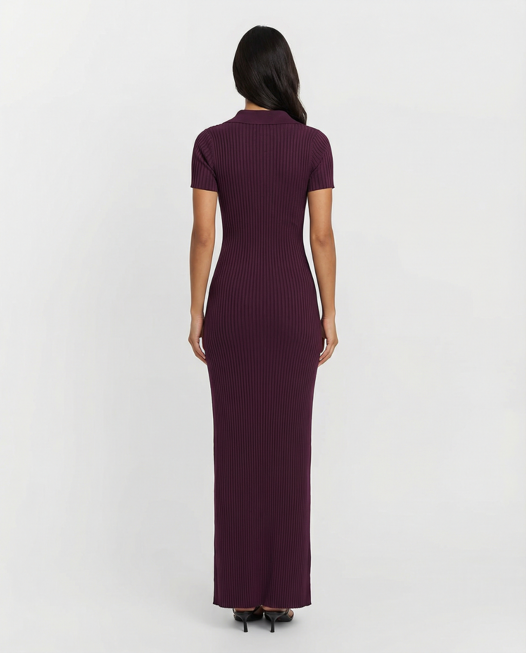 Juliet | Ribbed Polo Neck Midi Dress