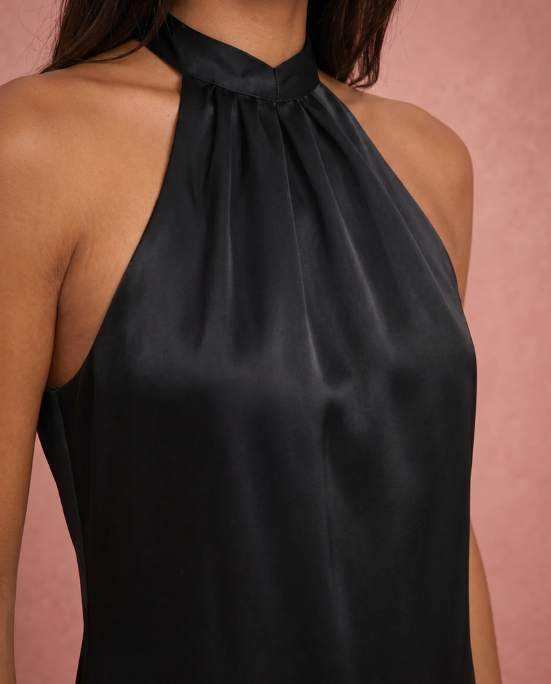 Daisy | Satin Halter Neck Bodycon Maxi Dress