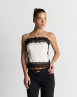Cora | Two-Tone Silk Scallop Lace Trim Camisole Top