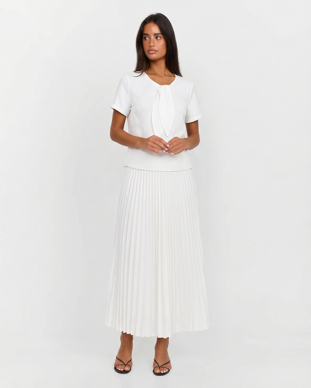 Amelia | Woven Top Pleated Maxi Skirt Matching Set