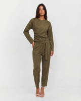 Ava | Faux Suede Wide Leg Relaxed Pants Co-ord Set