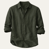 Bellamy linen button-up shirt in Army Green