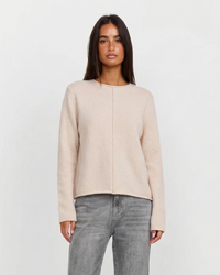 Phoebe | Centre Seam Crew Neck Long Sleeve Relaxed Cropped Knit Top