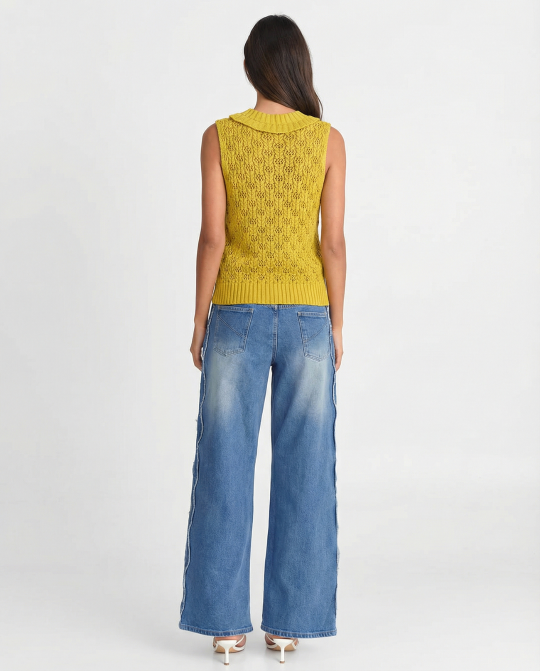 Jemima | Open-Knit V-Neck Vest with Pockets
