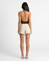 Niamh | Asymmetric Wrap Mini Skirt with Gold Hardware