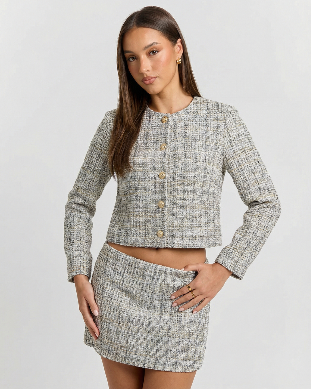 Edith | Tweed Knit Jacket Skirt Co-ord Set