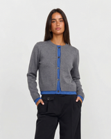 Margot | Contrast Button Placket Round Neck Cropped Cardigan