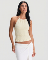 Eleanor | Ribbed Crochet Halter Neck Top