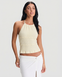 Eleanor | Ribbed Crochet Halter Neck Top