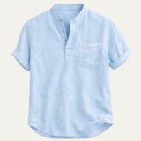 Cameron | Men's Breathable Henley Linen Shirt