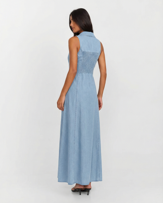 Liv | Casual Denim Maxi Dress Light Blue