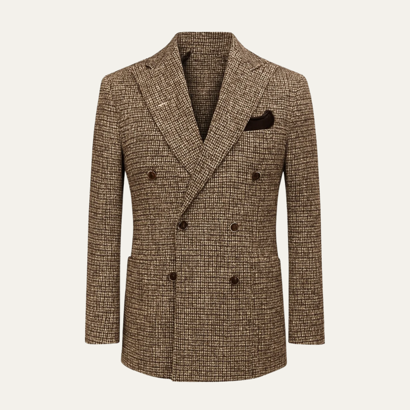 Falconer herringbone tweed double breasted suit
