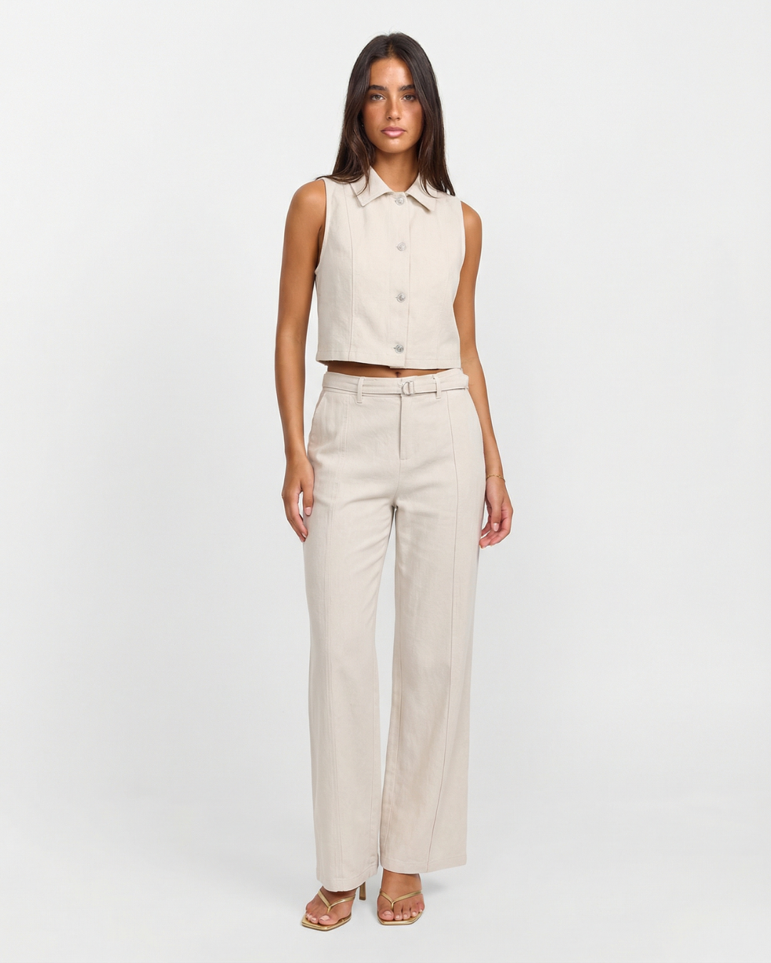 Amber | Linen Sleeveless Waistcoat Trouser Co-ord Set