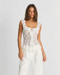 Lila | Sheer Lace Square Neck Peplum Top