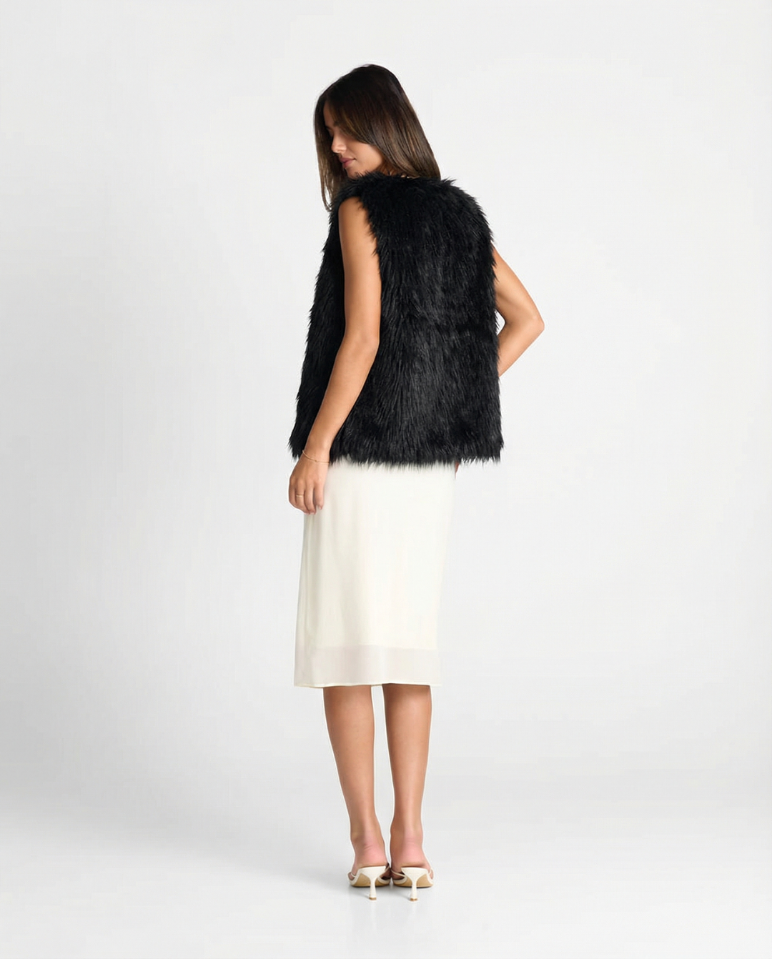 Elise | Shaggy Faux Fur Open-Front Gilet