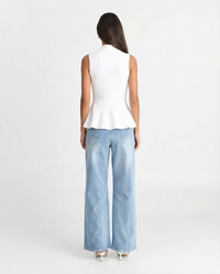 Matilda | White Sleeveless Peplum Top