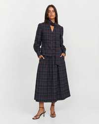 Anna | Plaid Woven Top Midi Skirt Co-ord Set