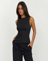 Abigail | High Neck Zip Front Tailored Peplum Top