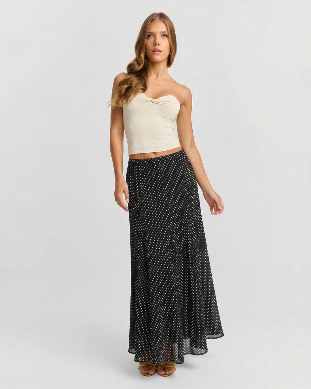 Aria | Polka Dot High Waist Maxi Skirt