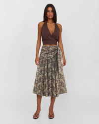 Olivia | Paisley Print Wrap Midi Skirt