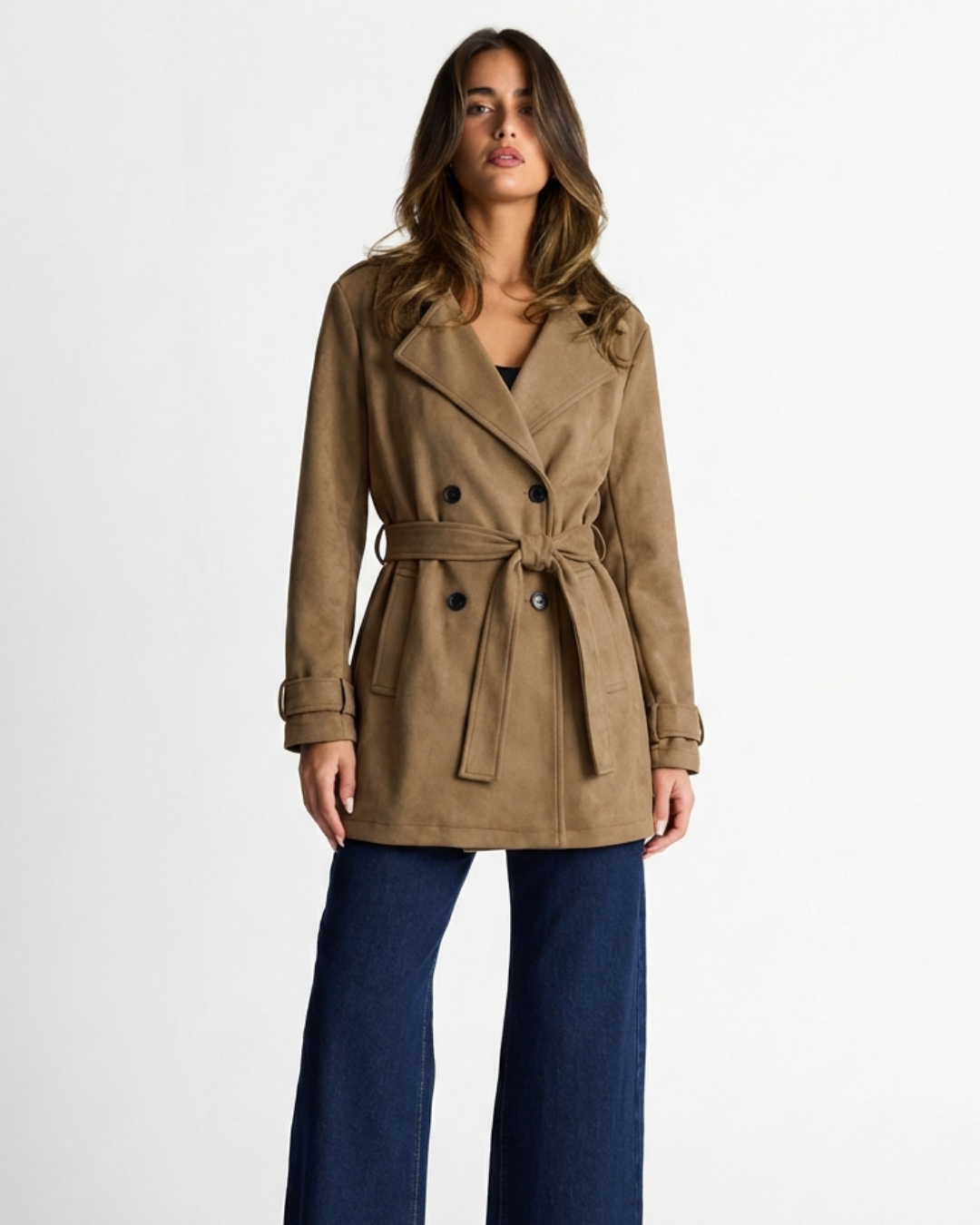 Anya | Cropped Double-Breasted Trench Coat
