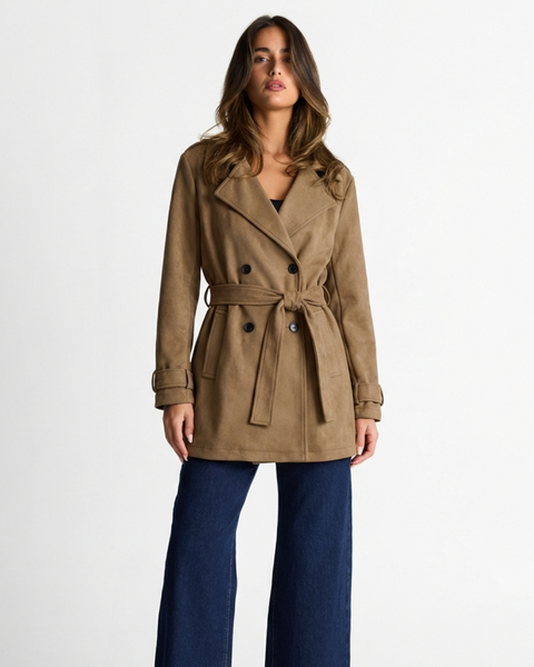 Anya | Cropped Double-Breasted Trench Coat
