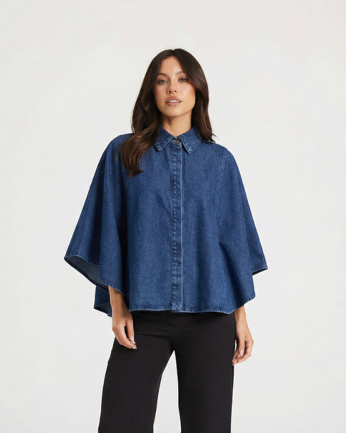 Fern | Casual Denim Shirt Cape Style
