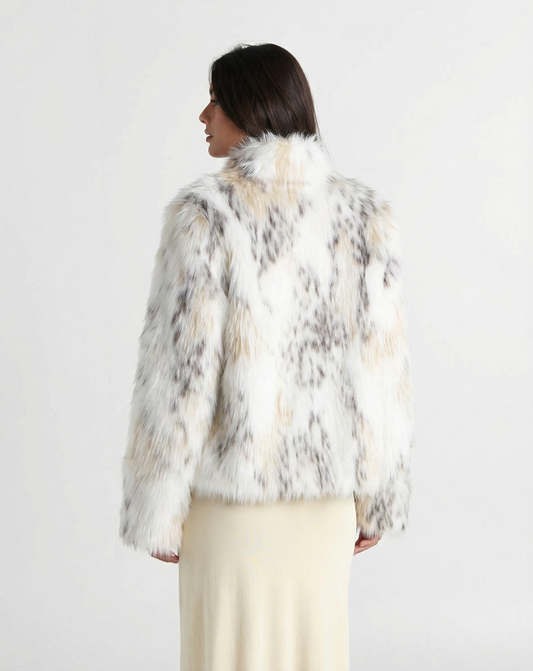 Opal | Patterned Faux Fur Jacket White