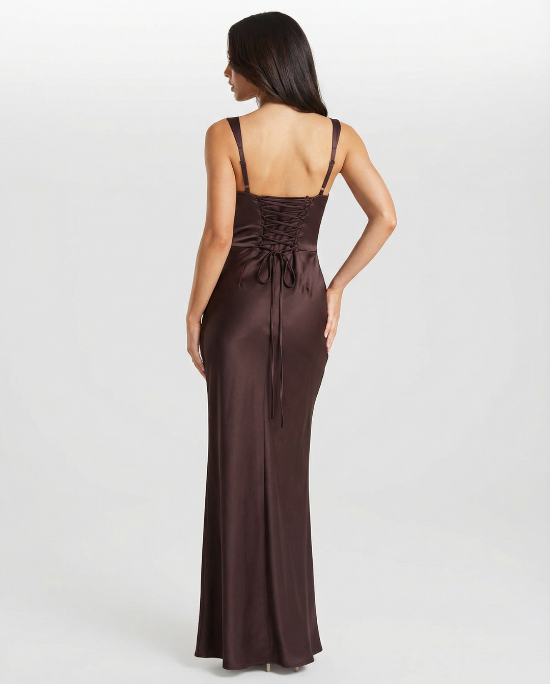 Evelyn | Ruched Satin Maxi Slip Dress