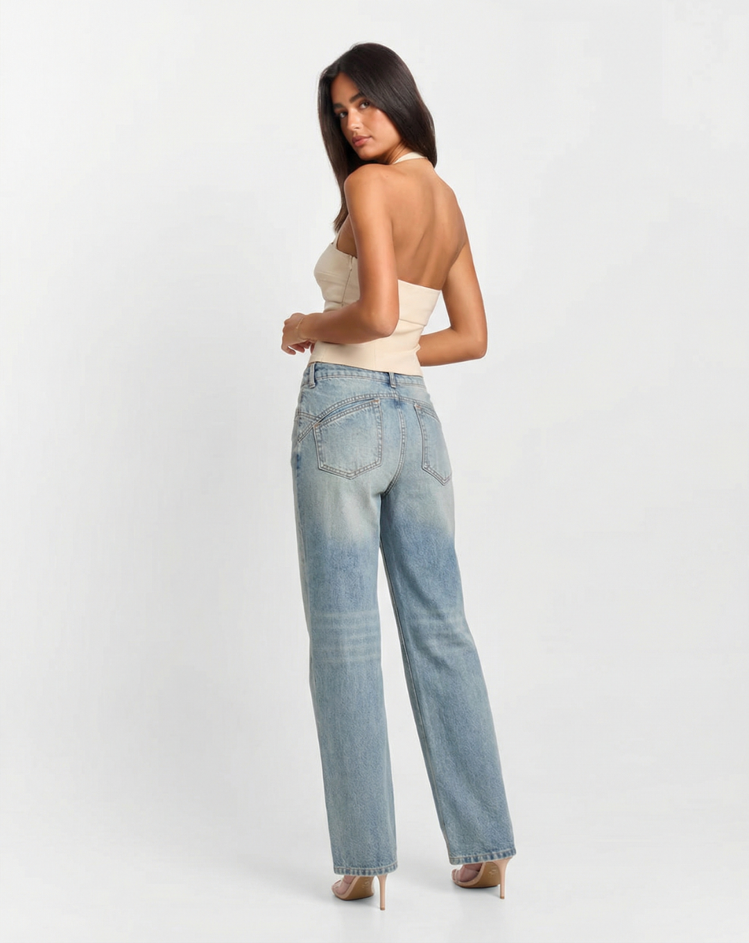 Darcie | Wide Leg Faded Wash Jeans