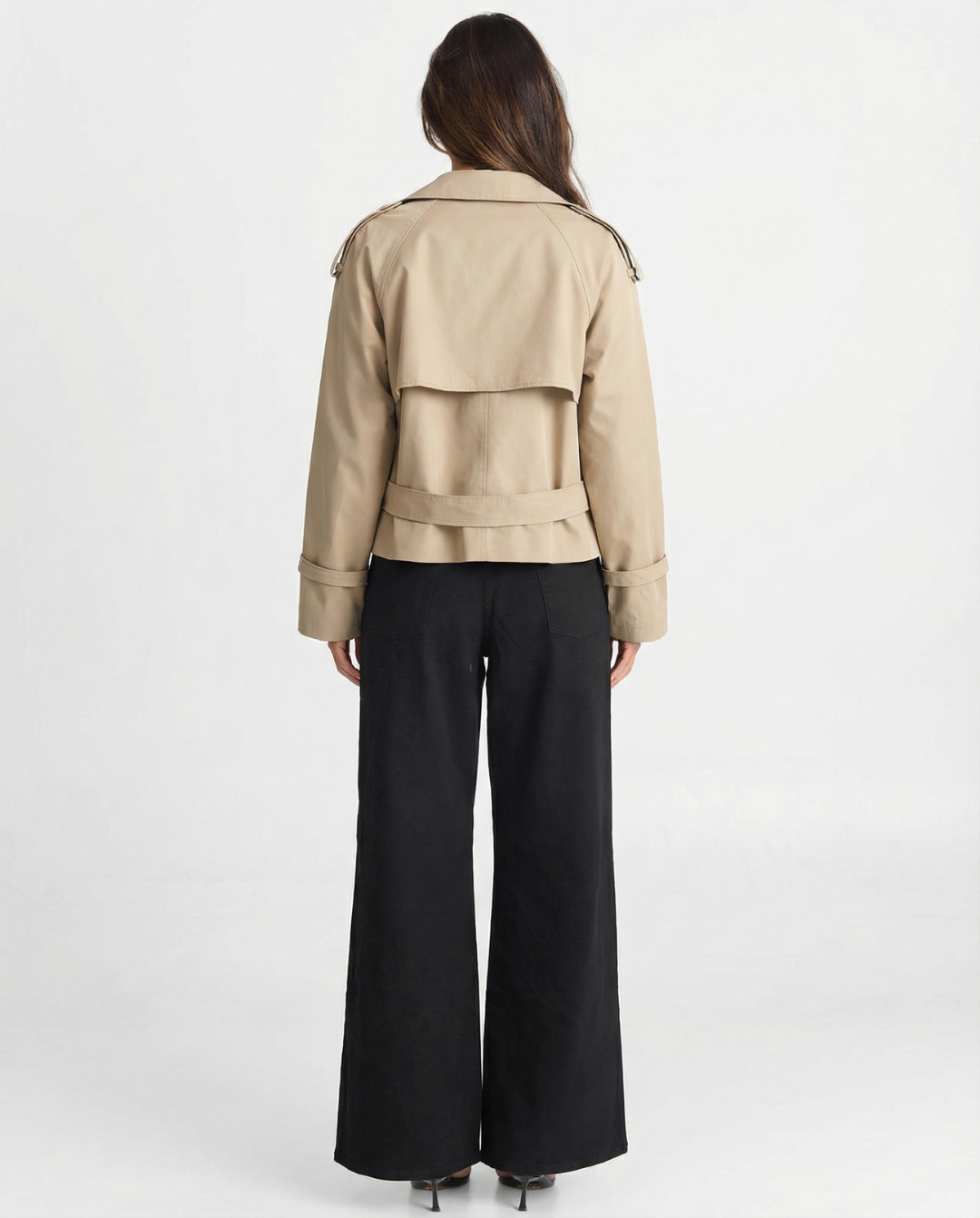 Rosa | Double-Breasted Belted Cropped Trench Coat