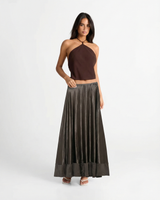 Phoebe | Crinkled Satin Tiered Maxi Skirt