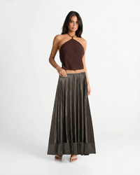 Phoebe | Crinkled Satin Tiered Maxi Skirt