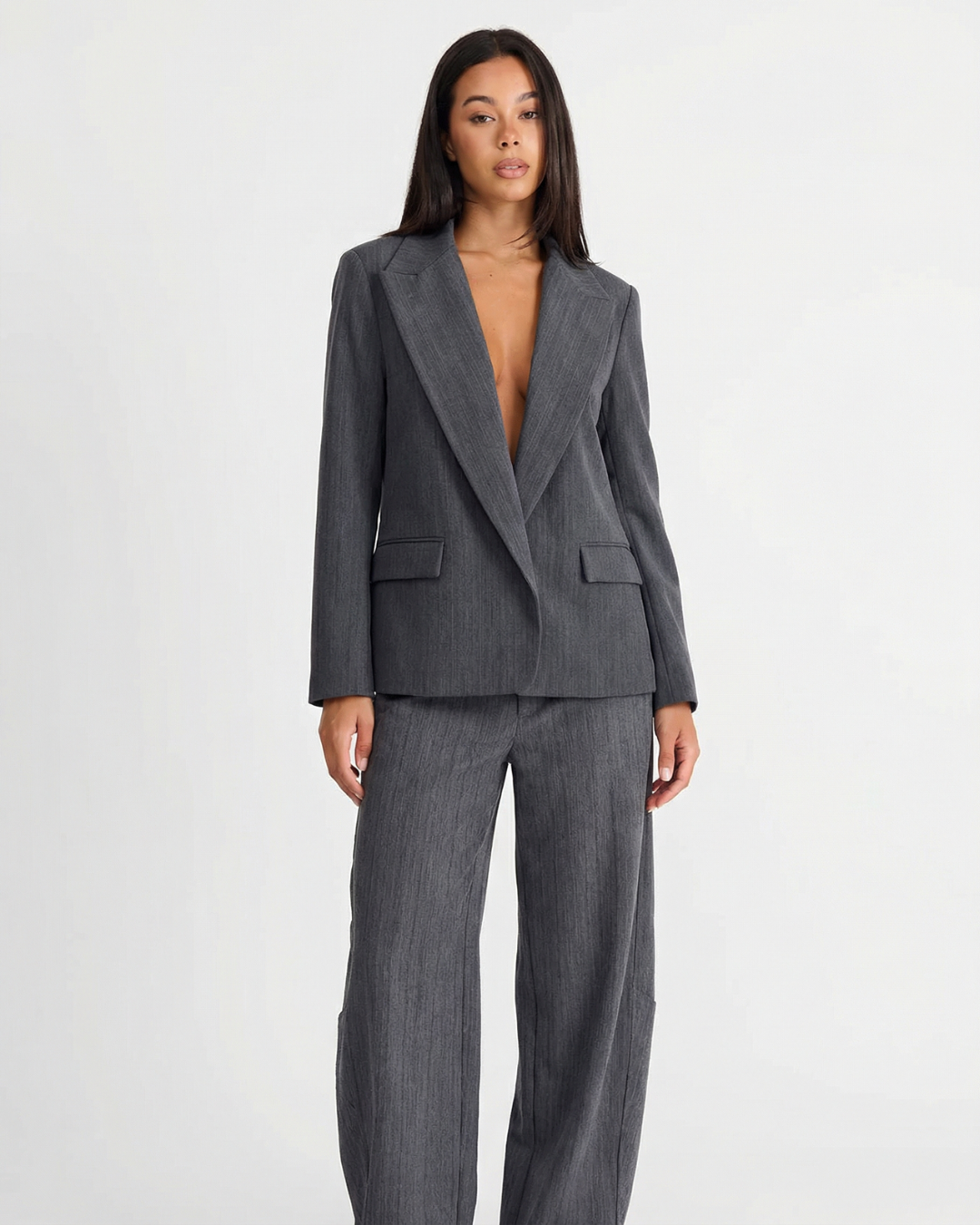Sienna | Fine Stripe Weave Blazer Wide Leg Trouser Set