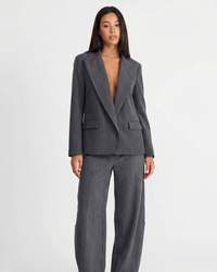 Sienna | Fine Stripe Weave Blazer Wide Leg Trouser Set
