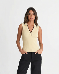 Polly | Polo Collar Ribbed Knit Top