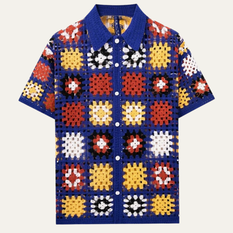 Jerome Men's Crochet Knit Polo Shirt